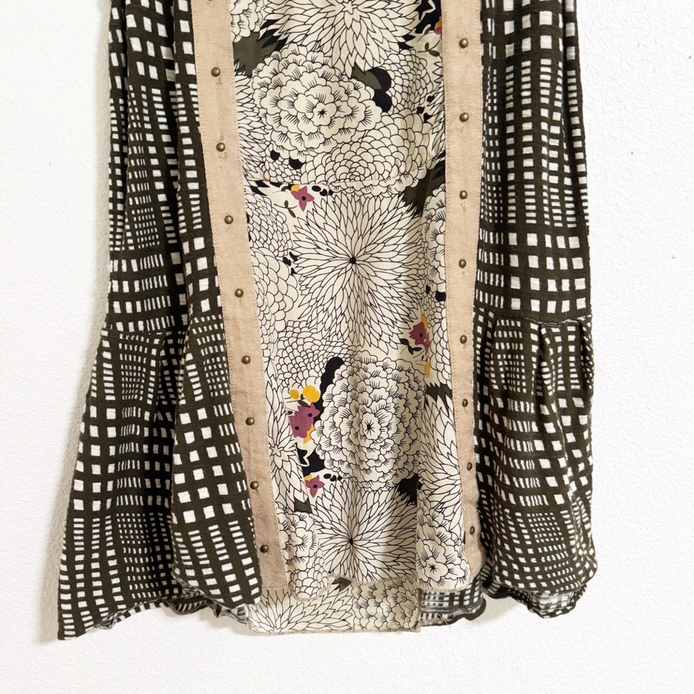 Anthro Tiny Floral Plaid Patchwork Silk Blend Tank - image 4